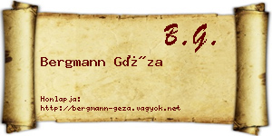 Bergmann Géza névjegykártya